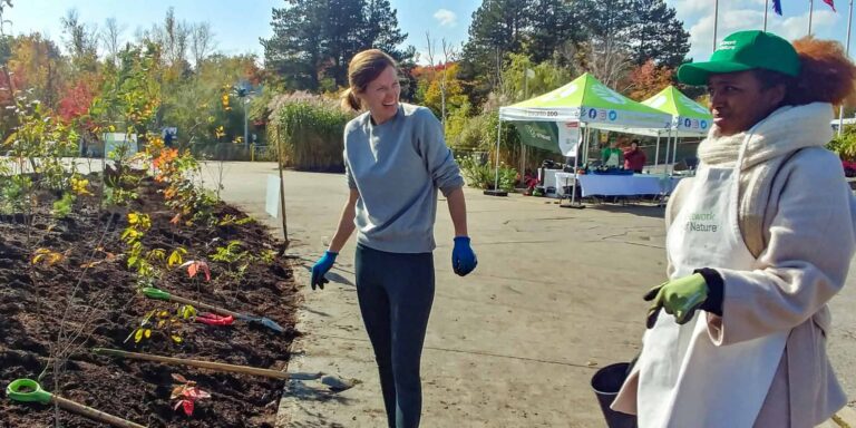 GCC staff Christine and Sabat at an urban forest planting event