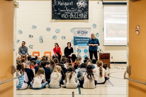 Students discussing active modes of travel to school