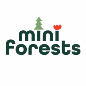 mini forests logo with a stylized evergreen tree and shrub.