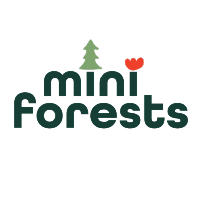 mini forests logo with a stylized evergreen tree and shrub.