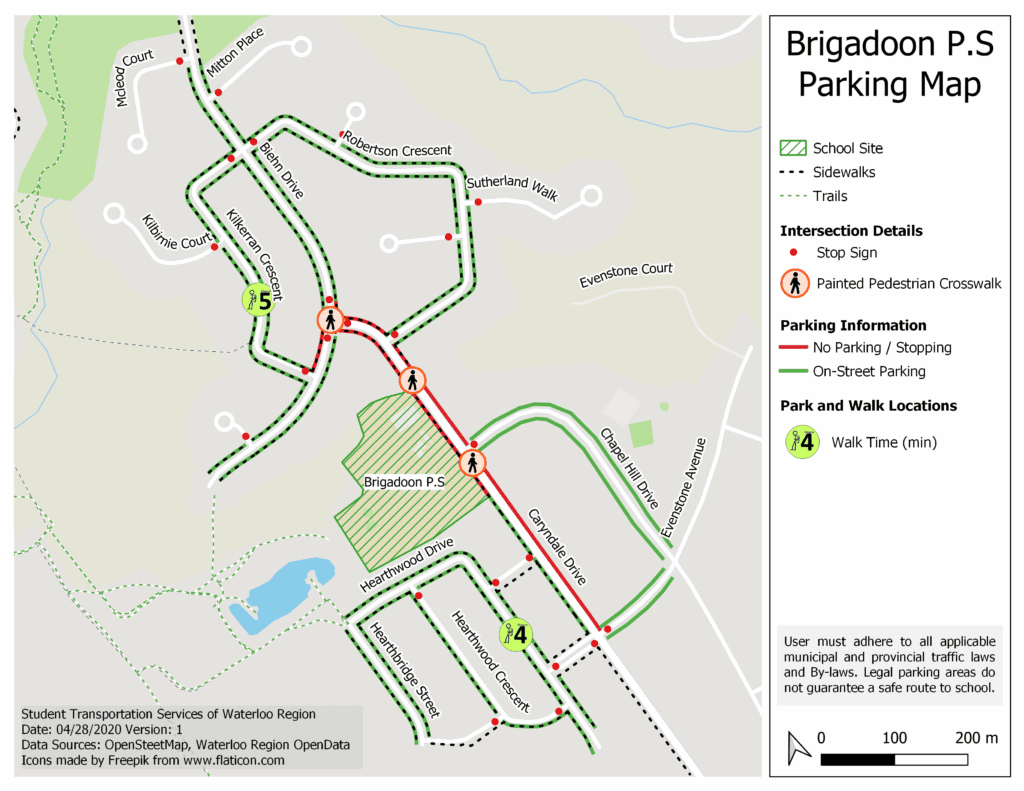 Brigadoon P.S Parking Map.